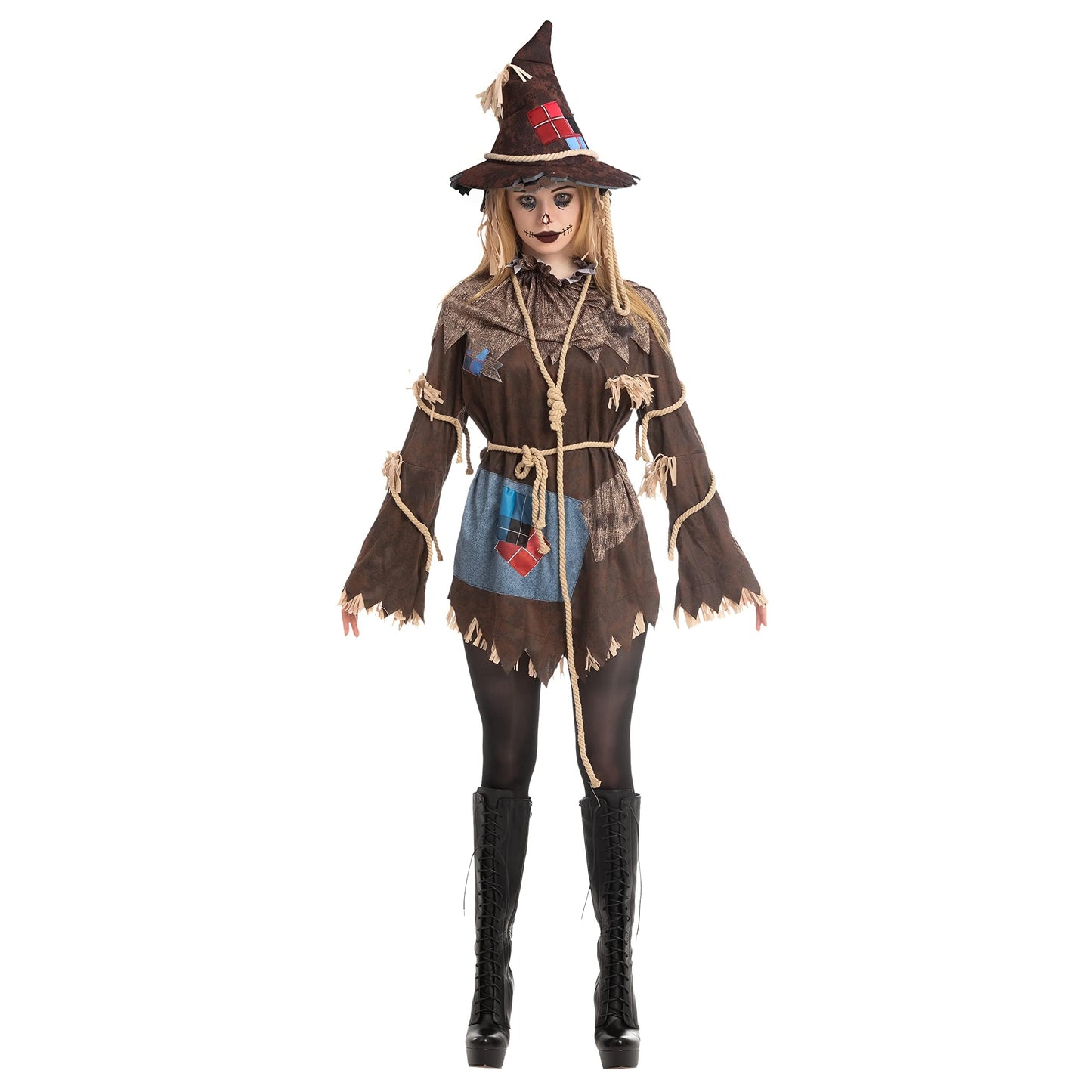 Spooktacular Creations Halloween Women Scarecrow Costume, Wicked Scarecrow Costume Women for Halloween Dress Up Party Cosplay, Role-Playing Cosplay Party (Large)