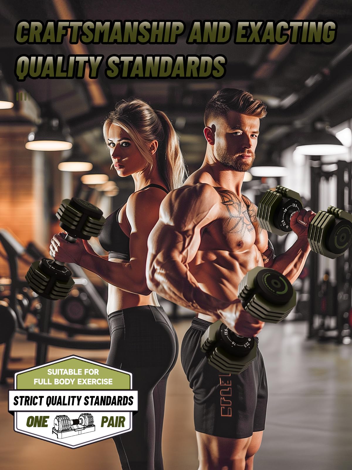 Adjustable Dumbbells Set 12.5LB/22.5LB Pair, 1-Sec Fast Adjustable 5 Weights by Turning Handle, Premium Comfort Non-slip Metal Dumbbells with Tray, Compact Size for Full Body Home Workout