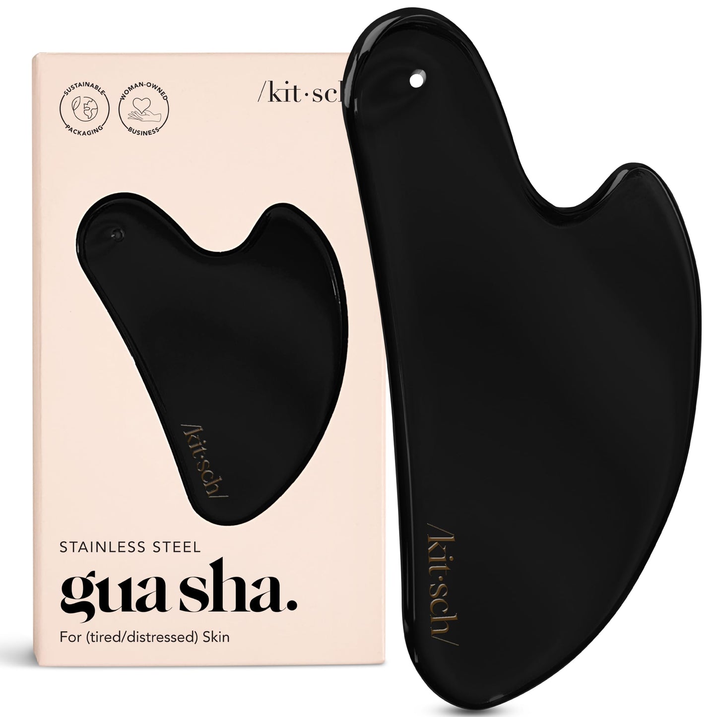 Kitsch Stainless Steel Gua Sha Facial Tools - Guasha Tool for Face, Face Sculpting Tool, Jawline Shaper, Double Chin Reducer, Body Gua Sha Tools, Lymphatic Drainage Massager, Facial Skin Care - Silver