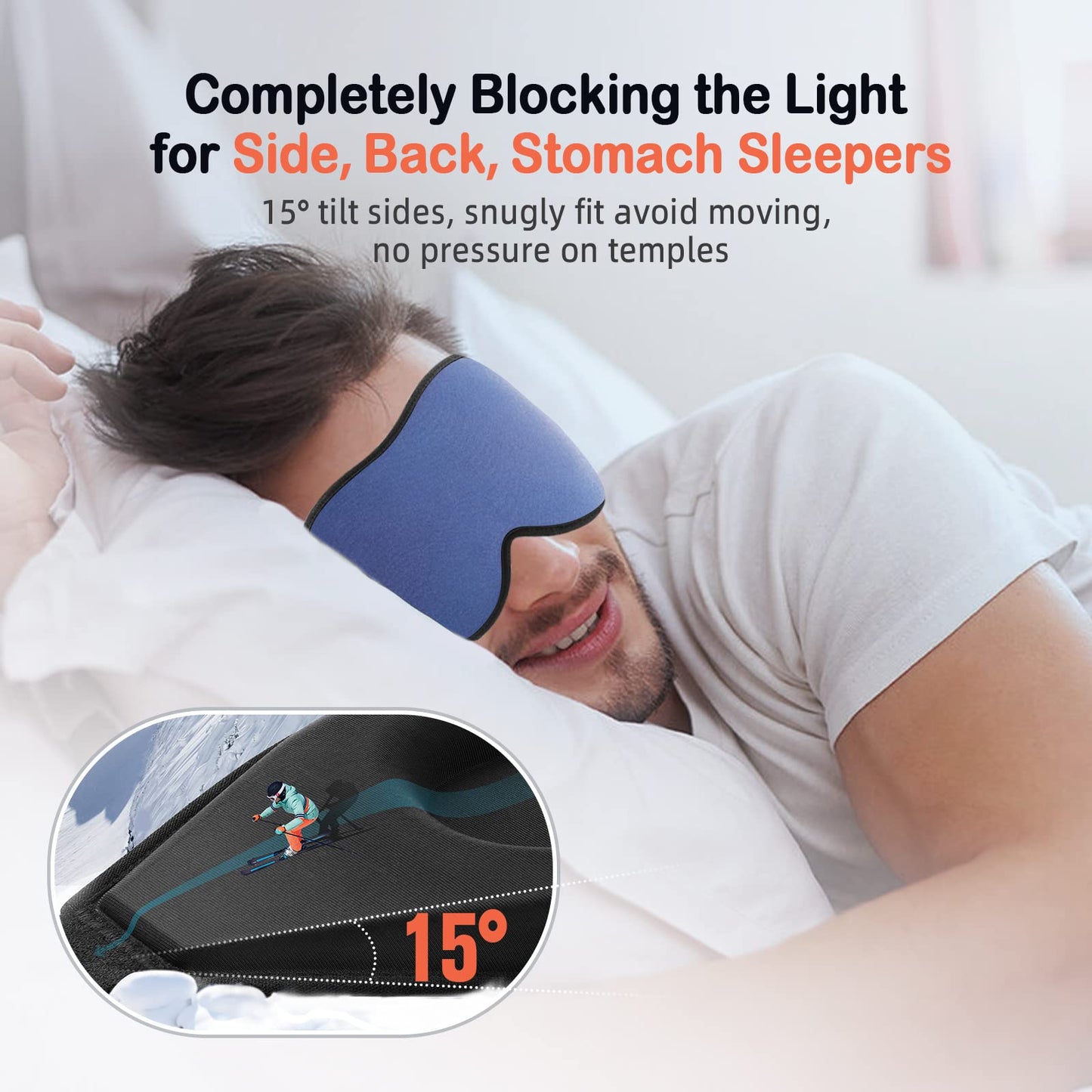 LitBear Sleep Mask for Side Sleeper Women Men, Eye Mask for Sleeping Light Blocking, 3D Contoured Cup Sleeping Mask, Soft Breathable Sleep Eye Mask with Adjustable Elastic Strap for Travel