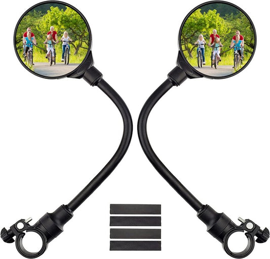 2pcs Bike Mirror, Adjustable Handlebar Rear View Mirrors For Mountain Road Bike Bicycle Electric Motorcycle Black