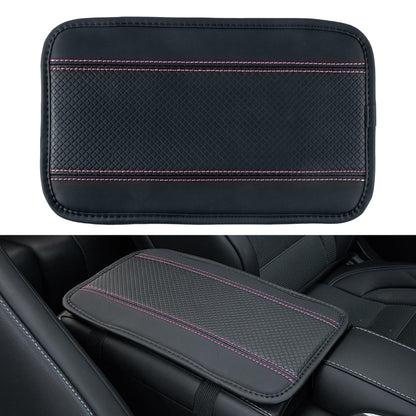 Amiss Car Center Console Pad, Universal Waterproof Car Armrest Seat Box Cover, PU Leather Auto Armrest Cover Protector，Vehicle Interior Accessories fits SUV/Truck/Car (Black-Pink)