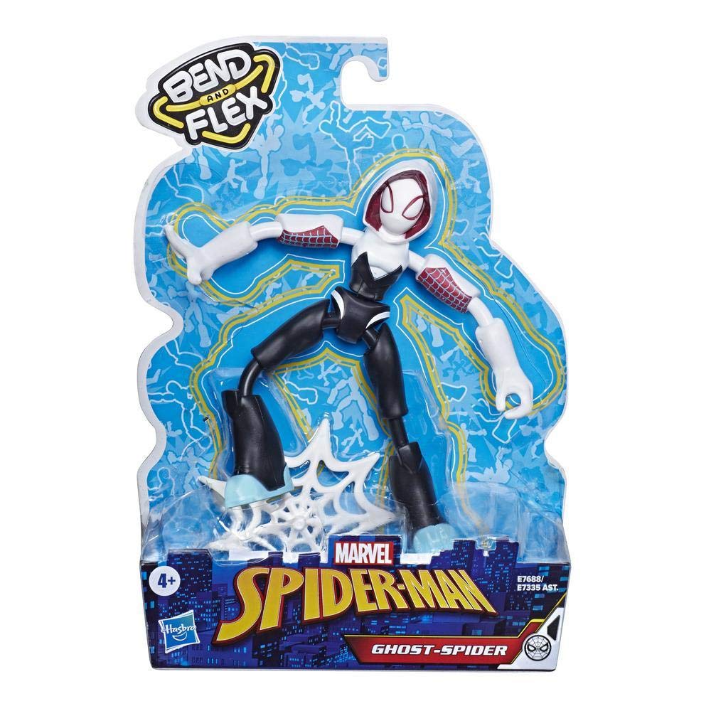 Spider-Man Marvel Bend and Flex Ghost-Spider Action Figure Toy, 6-Inch Flexible Figure, Includes Web Accessory, for Kids Ages 4 and Up