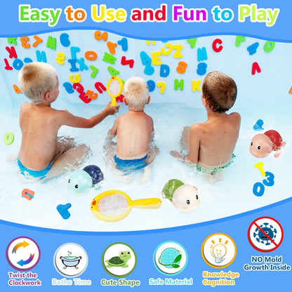 Bath Toys for Kids Ages 1-3 - Baby Water Table Pool Toys For Toddlers Mold Free Wind-Up Turtle Toy Bathtub Shower Toy for Infants Babies 6-12-18 Months 1 2 3 4 Year Old Girls Boys Birthday gifts