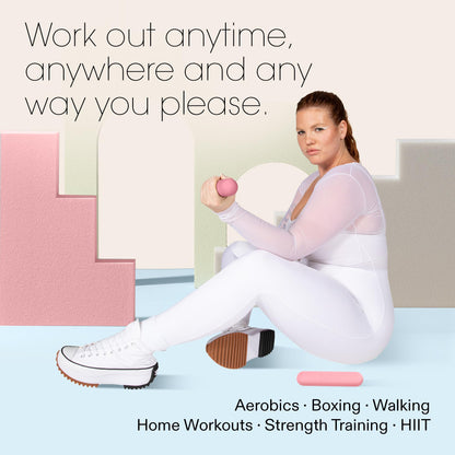 Bala Bars Dumbbell Set for Women & Men, 2lb Dumbbells (Blush) - Set of 2 Bars Designed for Walking, Strength Training, HIIT, Boxing & Aerobics - Hand Weights for Working Out at Home