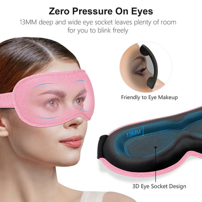 Gritin 100% Blackout Sleep Eye Mask for Women Men, Zero Pressure Sleeping Mask - Ergonomic Design 3D Cutout Eye Movement and Eyelash Friendly Night Blindfold, Ultra Soft Comfortable for Sleeping