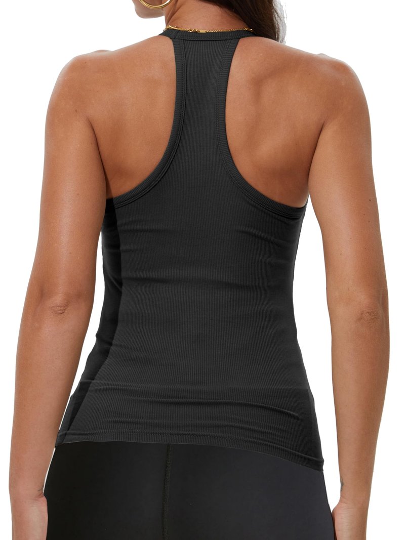 iGENJUN Women Workout Tops for Women Racerback Tank Tops 2026 Yoga Gym Ribbed Sleeveless Shirts Clothes,S,Black