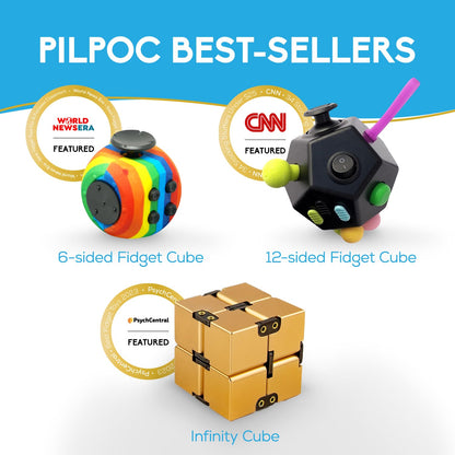 PILPOC theFube Infinity Cube Fidget Desk Toy - Premium Quality Aluminum Infinite Magic Cube with Exclusive Case, Sturdy, Heavy, Relieve Stress and Anxiety, for ADD, ADHD, OCD (Black)