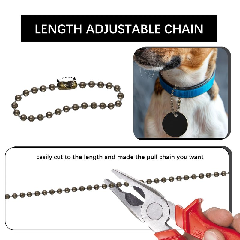 Dotlite Bronze Ceiling Fan Pull Chain, 120" Extra Long Rust Proof 3mm Beaded Ball Light Pulls Extension Chains with 20 Connectors