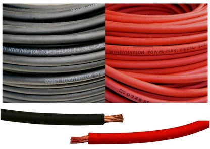 2 Gauge 2 AWG 10 Feet Red + 10 Feet Black Welding Battery Pure Copper Flexible Cable + 10pcs of 3/8" Tinned Copper Cable Lug Terminal Connectors + 3 Feet Black Heat Shrink Tubing