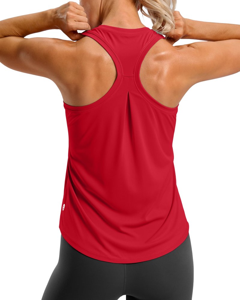 G Gradual Women's Workout Tank Tops Racerback Athletic Yoga Tops Loose Fit Sleeveless Running Gym Sports Shirts for Women(Red,M)