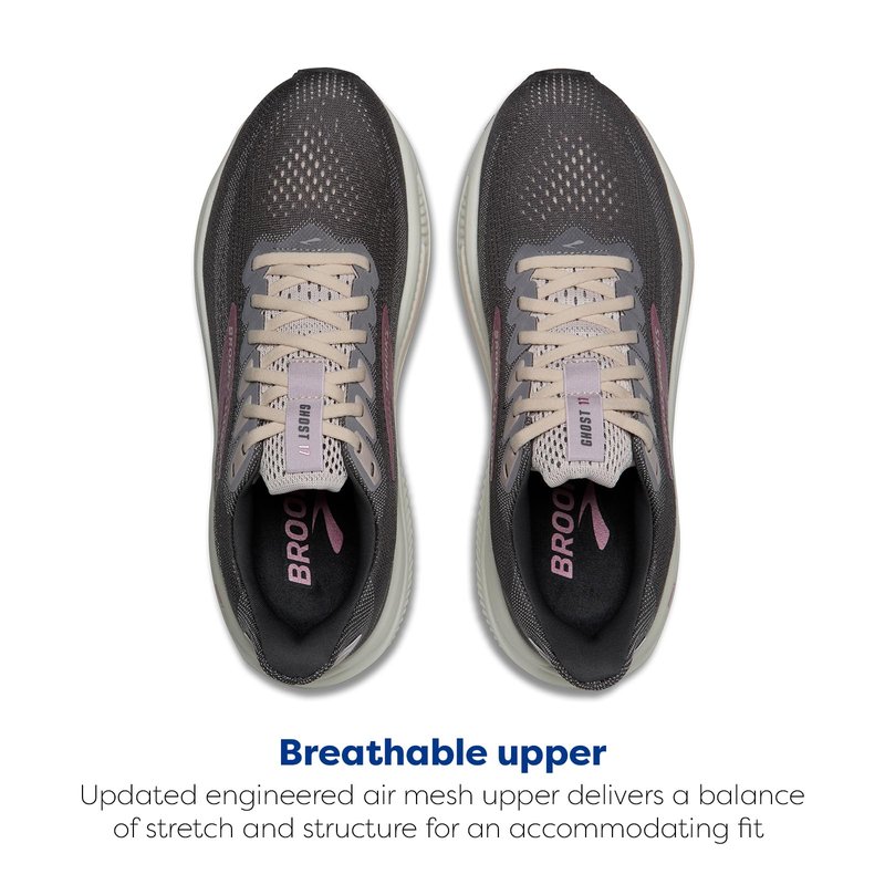 Brooks Women’s Ghost 17 Neutral Running Shoe - Poppy Seed/Pink/Bluewash - 8 Medium