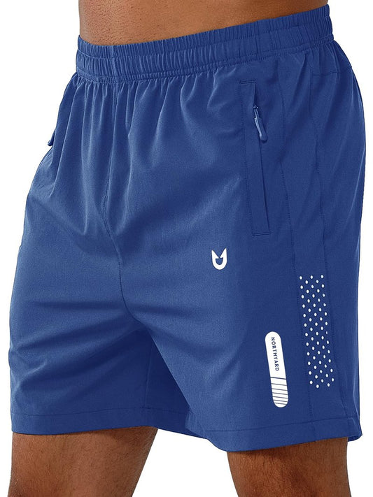 NORTHYARD Men's Athletic Running Shorts Gym Workout 7"/9"/5" Quick Dry Lightweight Sports Basketball Tennis 3 Zipper Pockets ROYALBLUE-5inch 2XL