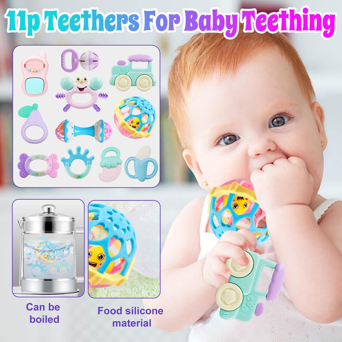 Baby Rattles 0-6 Months: Baby Toys Rattles for Babies 6-12 Months Infant Toys 0-3 Months Newborn Toys Teething Toys 3-6 Months - Baby Rattle Socks Baby Gifts for Boy Girl