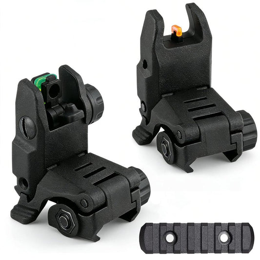 DOPETANE Fiber Optic Sights Flip Up Front and Rear Backup Sights with Red Green Fiber Optics Polymer Fiber Sight Black