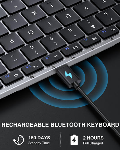 ProtoArc Foldable Bluetooth Keyboard, XK01 Folding Wireless Portable Keyboard with Numeric Keypad, Full-Size Travel Keyboards for iPad Tablet Smartphone Laptop PC Windows iOS Android, Black