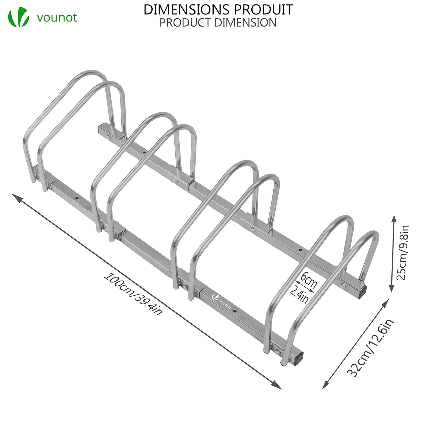 VOUNOT® 4 Bike Stand Floor or Wall mounted bike rack for garage Bicycle Parking rack Cycle Storage Locking Stand