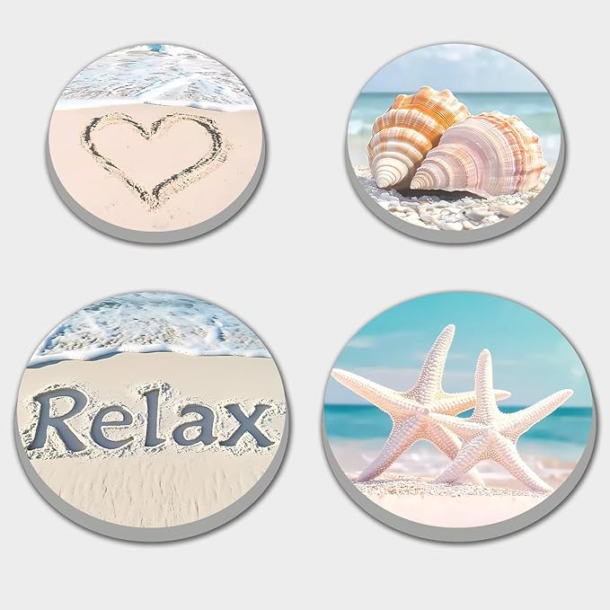 Tucocoo Beach Electric Stove Burner Covers，4 Pcs Sea Decor Round Stove Burner Cover，8 Inches and 10 Inches，Gas Stove Burner Cover,Metal Cooktop Relax Decorative Home Decor,Kitchen Decor