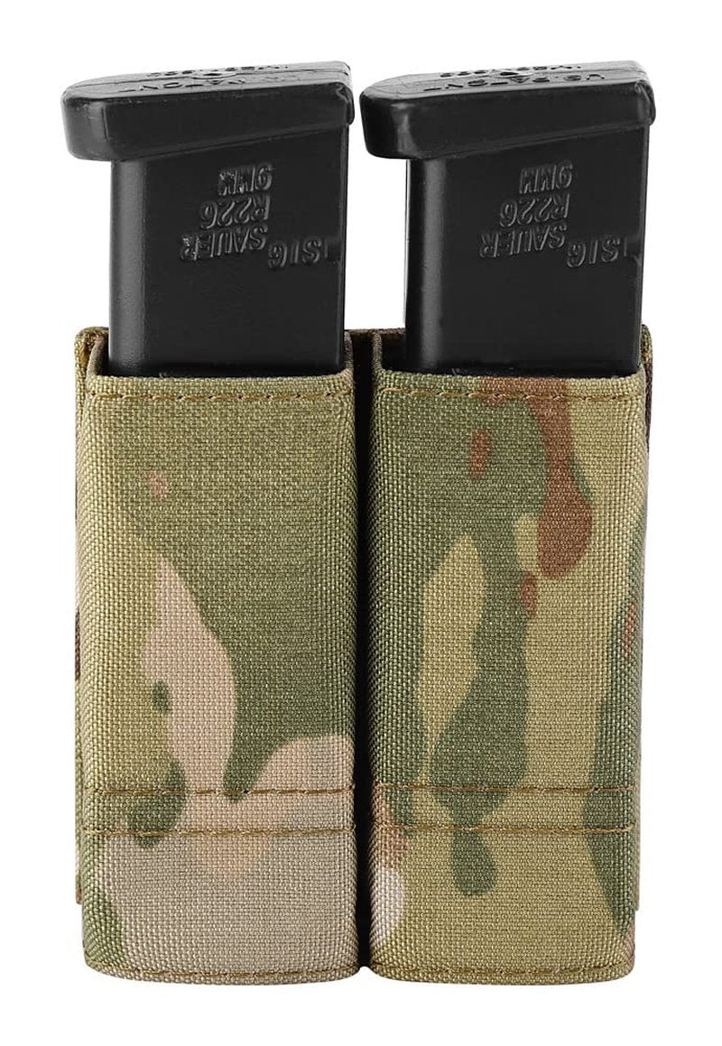 KRYDEX Double Pistol Mag Pouch Nylon 9mm with Quick Release Kydex Magazine Pouch Insert (Multicam)