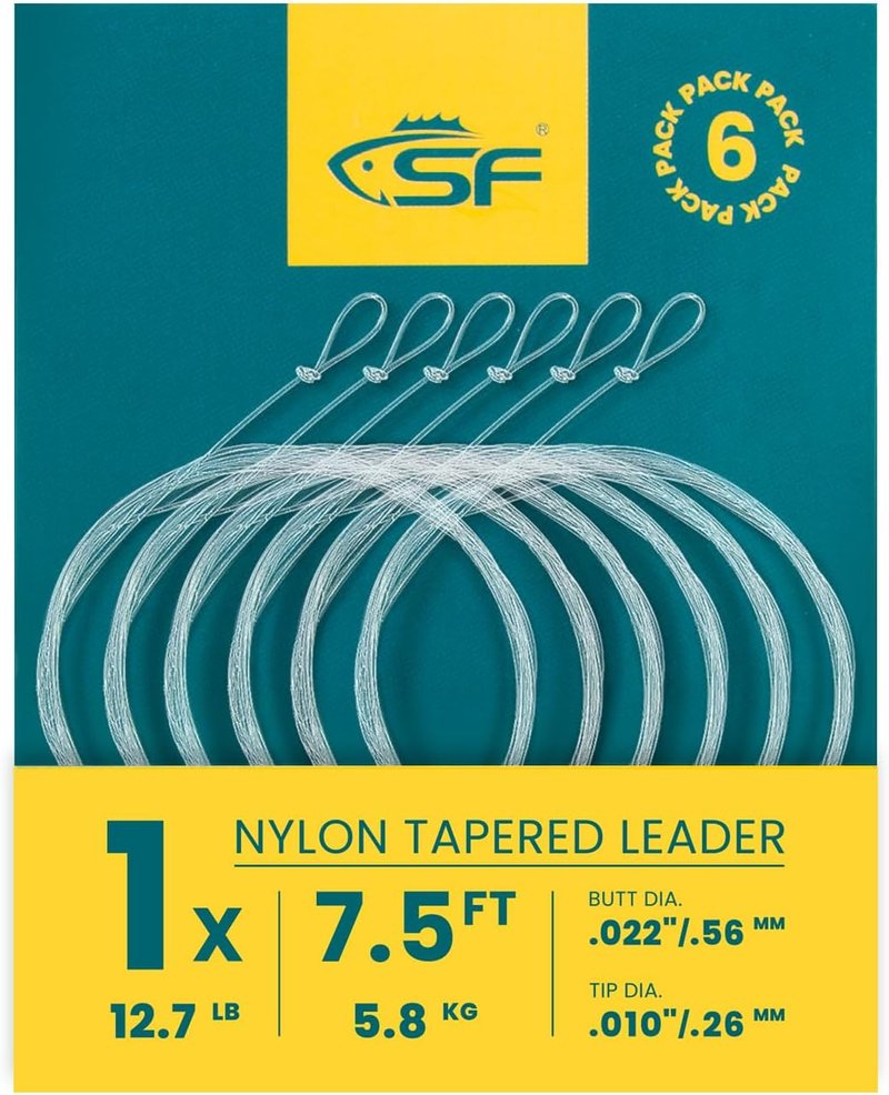 Pre-Tied Loop Fly Fishing Tapered Leader - Nylon Clear for Freshwater & Saltwater | 7.5FT to 15FT, 0X to 7X