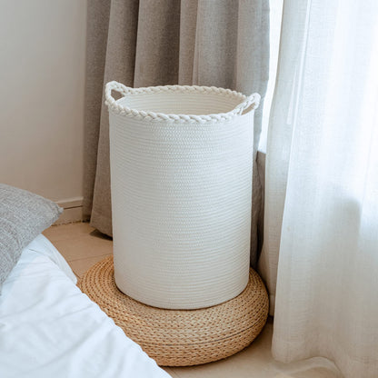 Homlikelan 72L Woven Laundry Hamper,Cotton Tall Wicker Laundry Basket for Blankets,Clothes,Pillows,Toys,Shoes Large Laundry Bin White