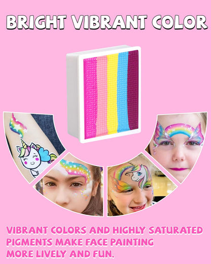 Anka Bella Professional Face Painting Kit for Kids,12X10gm Water Activated Rainbow Cake Face Paint with Stencil & Brushes,Hypoallergenic & Non-Toxic,Gift for Birthday Parties/Halloween/Carnival