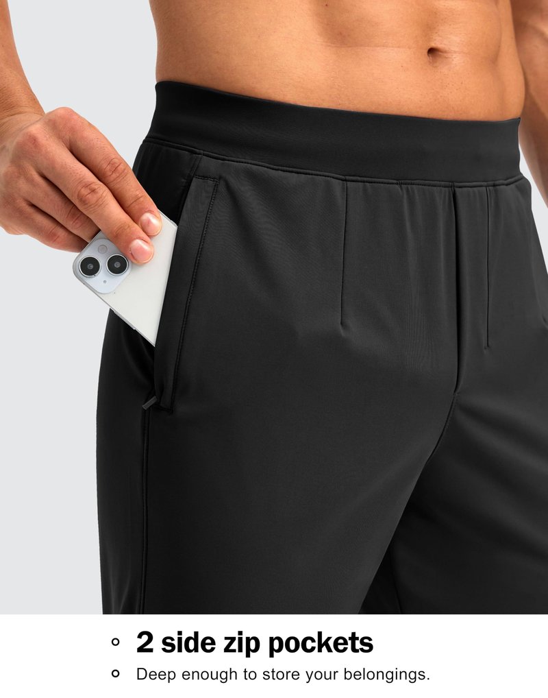G Gradual 30"/32"/34" Inseam Tall Mens Sweatpants with Zipper Pockets Stretch Golf Workout Pants for Men Casual Athletic(Black,L)