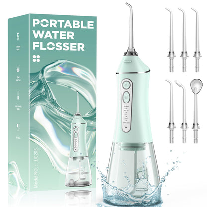 Water Flosser for Teeth Cleaning and Flossing, 5 Modes Rechargeable Cordless Oral Irrigator 320ml Water Tank Teeth Cleaner, IPX7 Waterproof Portable Electric Dentel Flossers for Home and Travel,Pink
