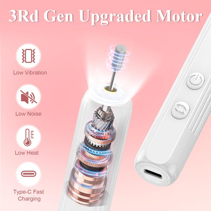Professional Nail Drill Set, 2,0000 RPM Electric Nail File with 12 Grinding Head & 100Pcs Sanding Bands for Acrylic Gel Nails, Manicure and Polishing (Beige)