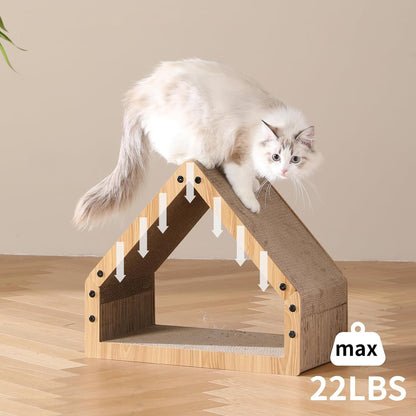 FUKUMARU Cat Scratcher House, Cozy Cardboard Design, Safe and Secure for Kittens, Eco-Friendly, 16.14 in Bevelled Surface, Maximum Load Capacity 22 Lbs