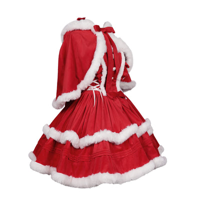 ZZEQYG Womens Christmas Dresses Santa Christmas Outfits Cute Lolita Dress(L,Suit-Red)