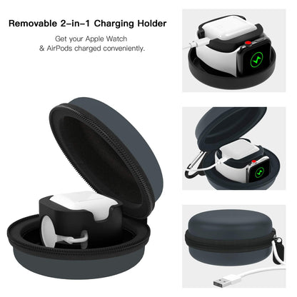 MoKo Storage Box Compatible with Apple Watch Series 11/10/9/8/7/6/5/4/3/2/1/SE3/SE2/SE, Portable Protective Travel Bag Fit iWatch 38mm 40mm 41mm 42mm 44mm 45mm 46mm Airpods Pro/3/2/1, Space Gray