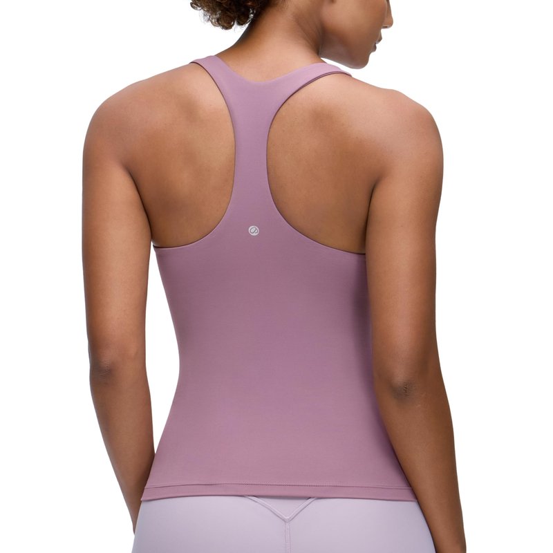 CRZ YOGA Butterluxe Workout Racerback Tank Tops for Women - Padded Athletic Spandex Yoga Shirts with Built in Bra Light Lavender Small