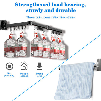 AISIR Clothes Drying Rack Wall Mounted, Aluminum Clothes Airer Clothes Dryer Foldable for Balcony, Bathing Room, Bedroom - Black