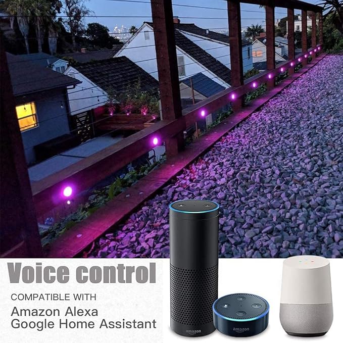 LED Deck Lights Kit, 30pcs Φ1.22 WiFi Wireless Smart Phone Control Low Voltage Recessed RGB Lamp In-ground Lighting Waterproof Outdoor Yard Path Stair Landscape Decor, Fit for Alexa,Google Home
