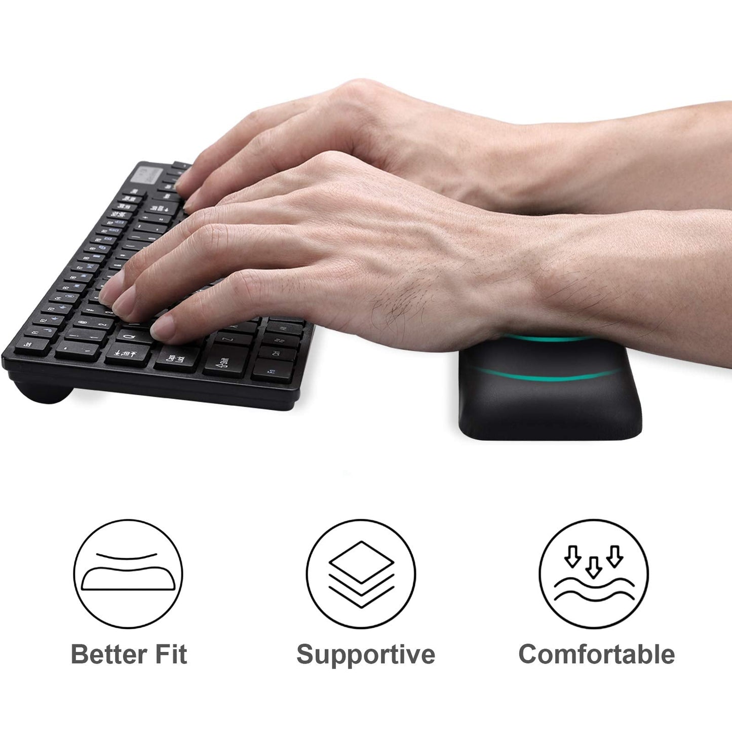Aelfox Leather-Gel Ergonomic Keyboard and Mouse Wrist Rest Set, Support Pad Relieve Wrist Pain for Full Size Gaming Keyboard and Mouse, Laptop, Computer, Home, Office