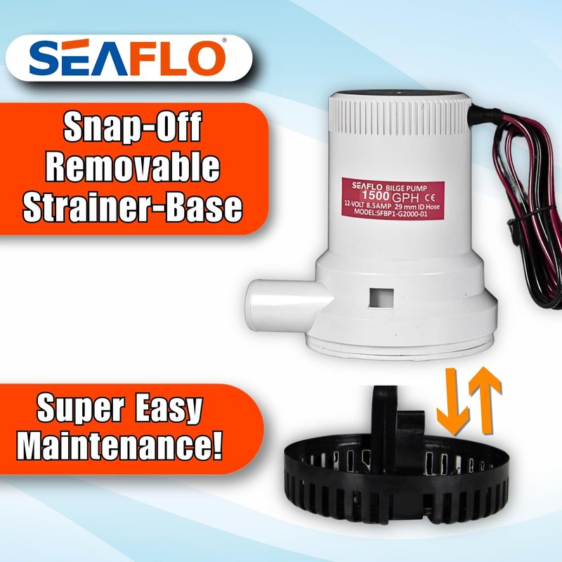 SEAFLO 01 Series 1500 GPH Bilge Pump – 12V, 1-1/8" Outlet, Marine Submersible Pump with Anti-Airlock Protection, CE & Rohs Certified, 4-Year Warranty | Reliable for Boats and Marine Applications