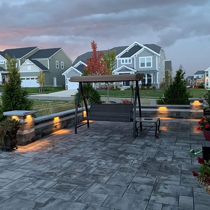 LEONLITE 12 Inch Dimmable LED Hardscape Lighting 3-Way, 3W/5W/7W Retaining Wall Lights, 120° Swivel Step Light, 12V-24V Paver Lights Low Voltage, IP65, 3000K Warm White, ETL Listed, Pack of 4