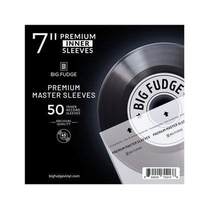 Big Fudge Premium Master Vinyl Record Sleeves - 7 inch x 50pcs - Archival Anti-Static Rice Paper Inner Sleeves - Clear 3 Layer LP Covers - Protective Plastic Cover for Records