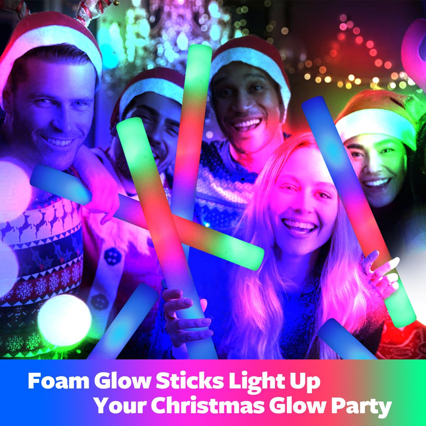 wellent 68 PCS LED Foam Glow Sticks Bulk, Glow in the Dark Party Supplies with 3 Modes Colorful Flashing, Neon Party Favors for Birthday, Wedding, Carnival, Concert, Halloween Glow Sticks