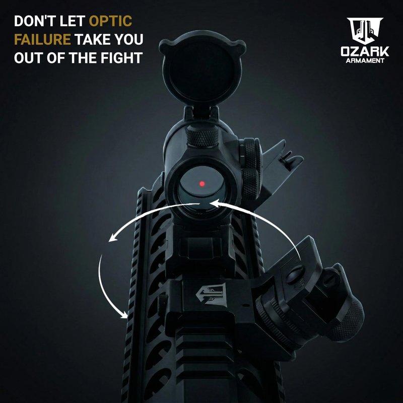 OZARK ARMAMENT 45 Degree Offset Iron Sights - Canted Iron Sights - 45 Degree Sights Works for Right & Left Hand Offset Iron Sights 45 Degree Backup Sights - 45 Degree Offset Sights - Fixed Iron Sights