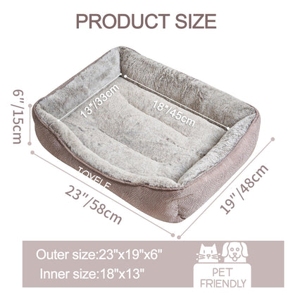 JOYELF Dog Bed Washable Calming Pet Bed, Anti Anxiety Cat Bed & Sofa, Cute Plush Pet Bed for Small Dog and Cat - Small Rectangle