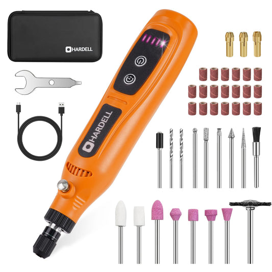 HARDELL Mini Cordless Rotary Tool 3.7V, 5-Speed Rotary Tool Kit with 43 Accessories, Type-C Charging Power Rotary Tool for Engraving, Sanding, Polishing, Drilling, Grinding, Small DIY Crafts