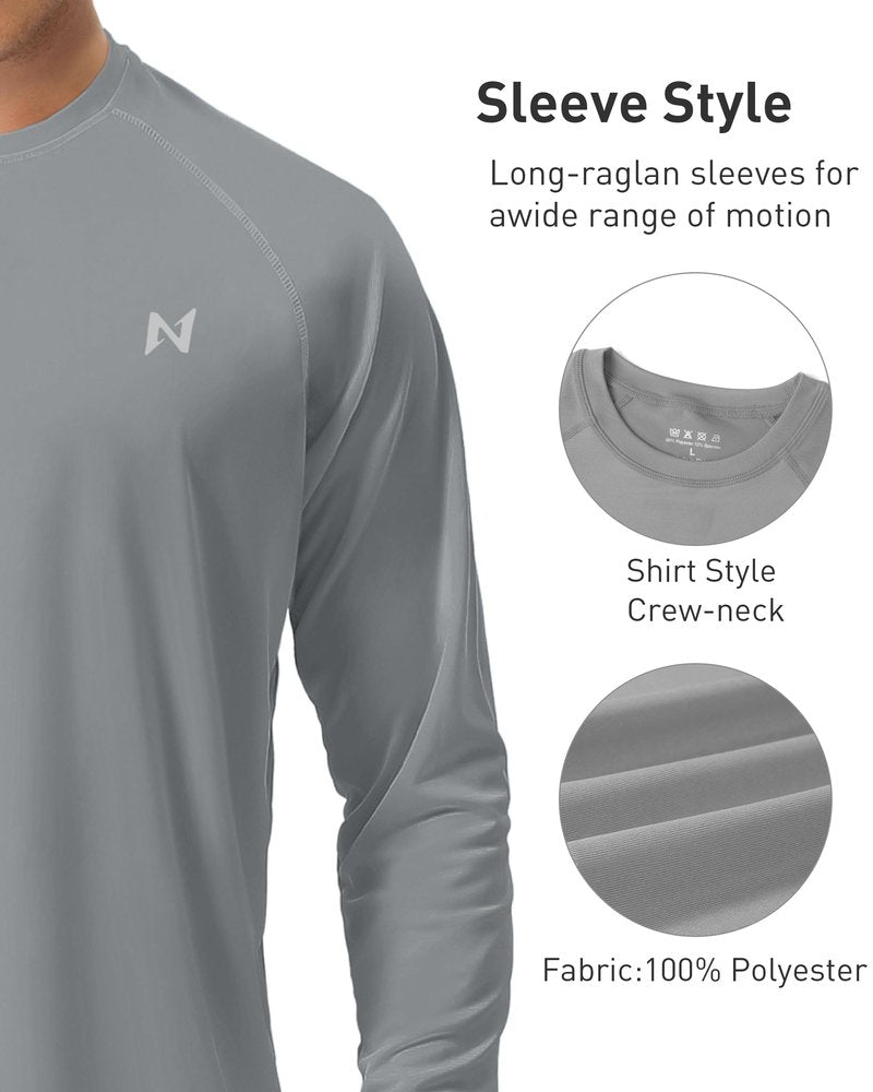 isnowood Sun Protection Shirts for Men, UPF 50+ Long Sleeve, UV Quick Dry Rash Guard Swim Shirt for Fishing Hiking Running