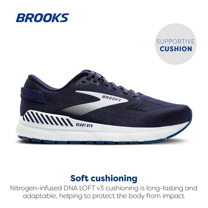 Brooks Men’s Beast GTS 24 Supportive Running & Walking Shoe - Peacoat/True Navy/White - 10.5 Wide