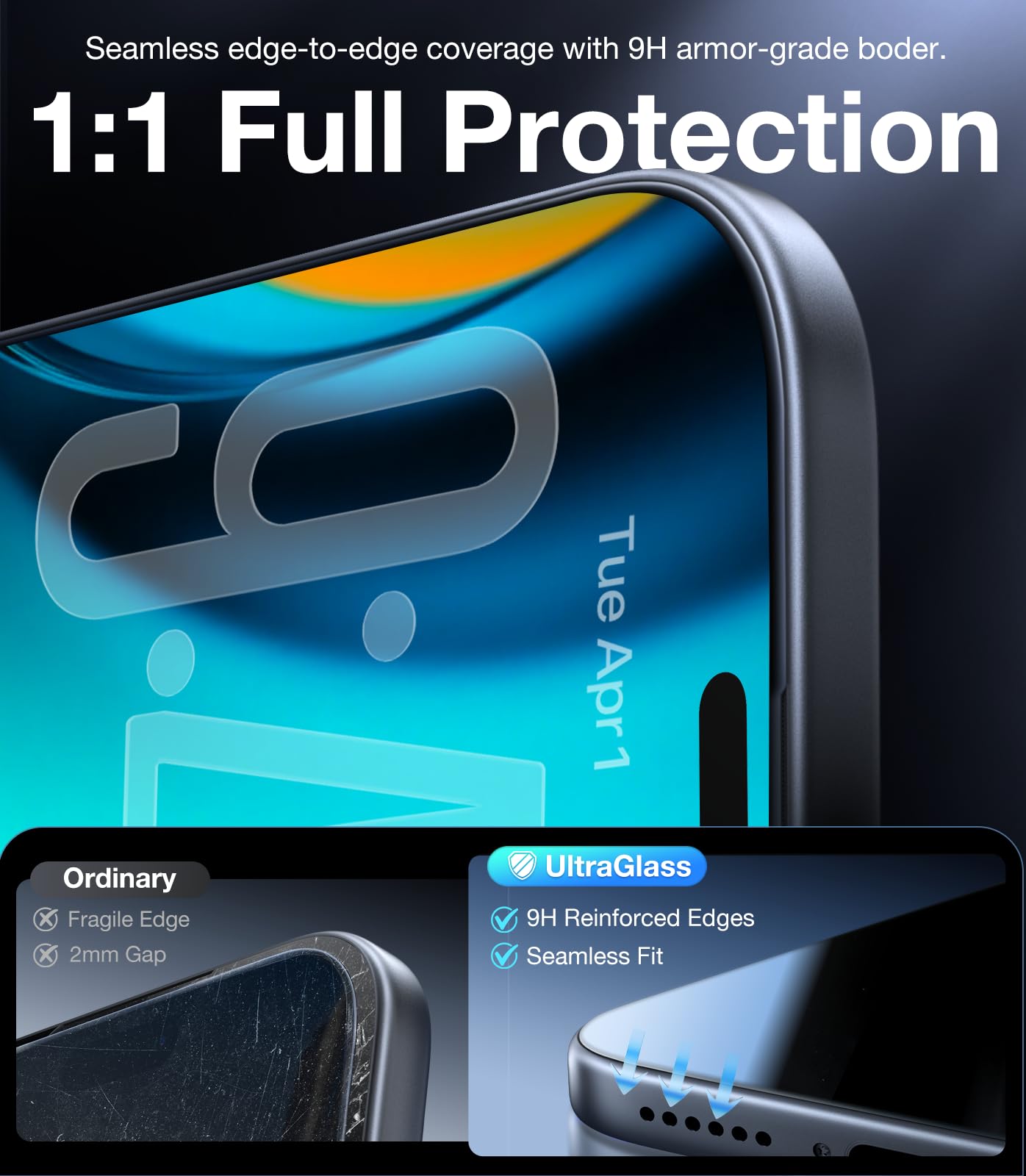 UltraGlass 9H+ Glass for iPhone 15 Pro Max Privacy Screen Protector [Invisible Privacy Armor] Screen Protector 15 Pro Max Tempered [Full Coverage & Longest Durable] 15 ProMax, 2 Pack