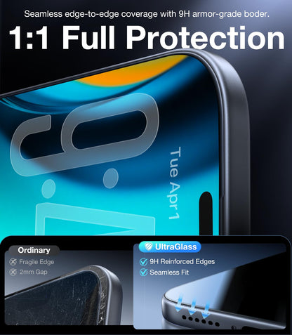 UltraGlass 9H+ Glass for iPhone 15 Pro Max Privacy Screen Protector [Invisible Privacy Armor] Screen Protector 15 Pro Max Tempered [Full Coverage & Longest Durable] 15 ProMax, 2 Pack
