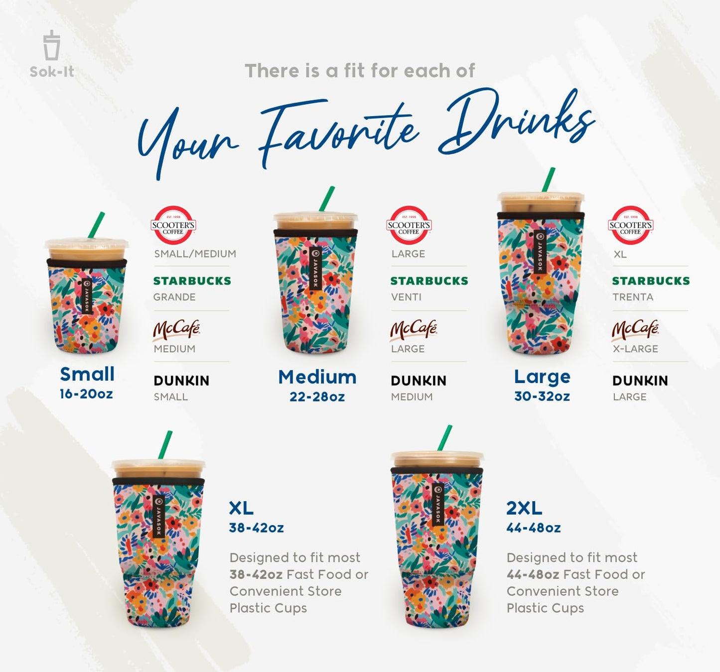 Sok It JavaSok Iced Coffee & Cold Soda Insulated Neoprene Cup Sleeve (Ghost Stories, Medium: 22-28oz)