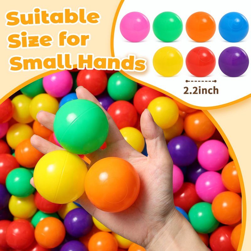 Suncuber Ball Pit Balls for Toddlers: 50 Colorful Non-Toxic Balls – BPA-Free, Phthalate-Free, Crush-Resistant Plastic, 2.2 Inches, Perfect Toy for Boys and Girls, Ideal for Ball Pit Play