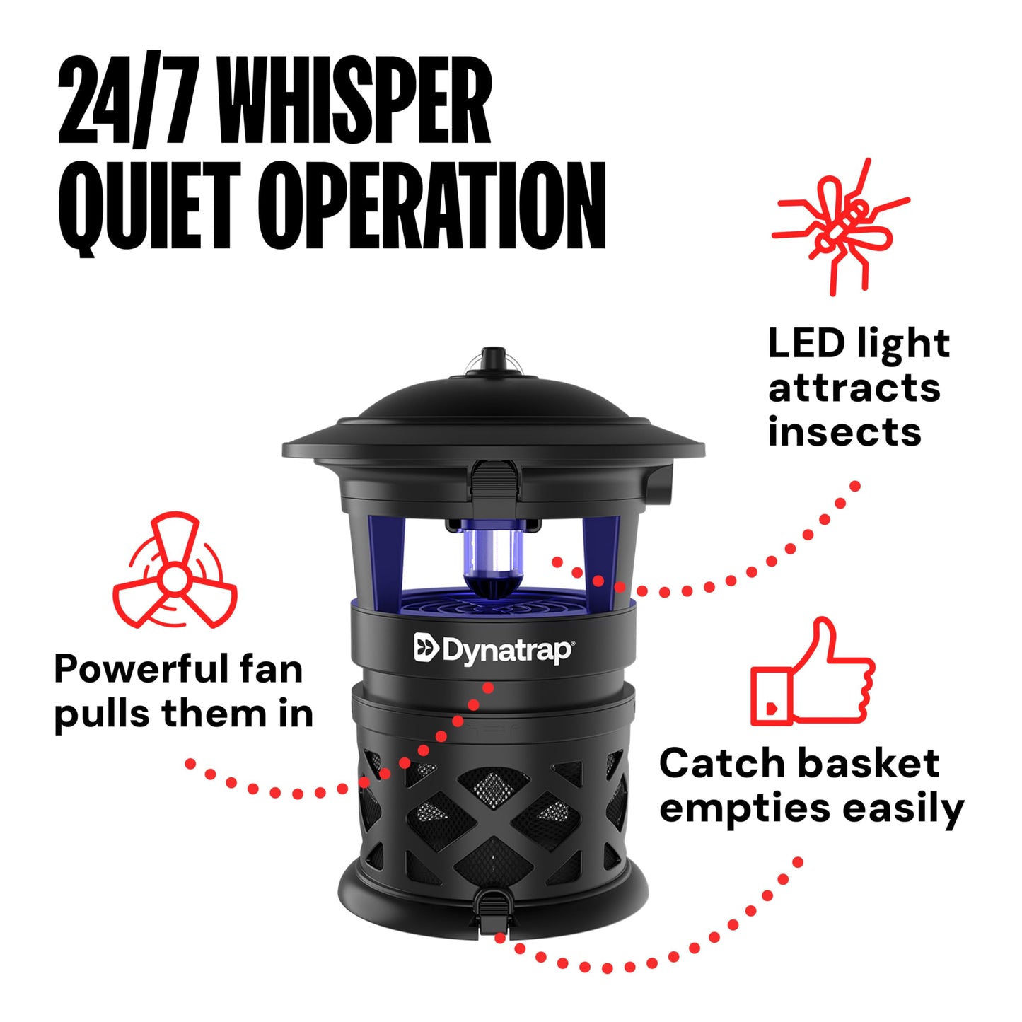 DynaTrap DT1130SR Mosquito & Flying Insect Trap - Outdoor/Indoor, Fly Catcher, Plug-in Bug Catcher/Bug Light, 1/2 Acre Coverage, Black